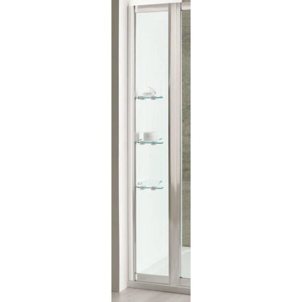 Eastbrook Volente Inline Panel With Shelves 1850mm x 300mm 6mm Glass Chrome