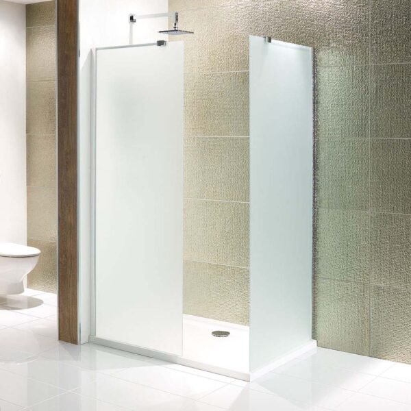 Eastbrook Volente Hinged Walk-In Shower Wetroom Glass Panel 6mm Frosted Glass Chrome