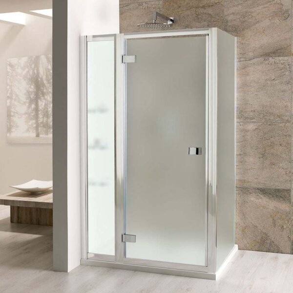 Eastbrook Volente Recessed Hinged Shower Door With Side Panel 6mm Frosted Glass Chrome