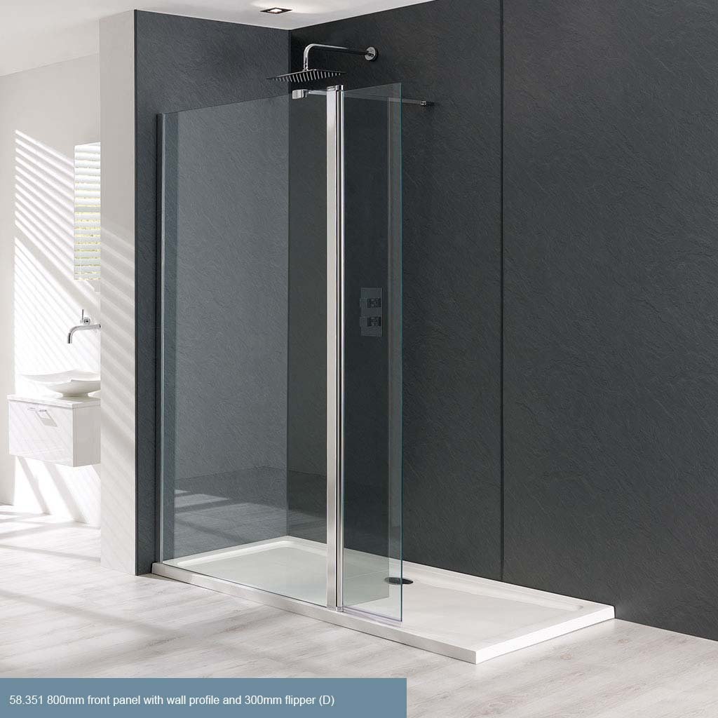 Eastbrook Valliant Flipper Kit 8mm Glass 1950mm x 400mm Chrome