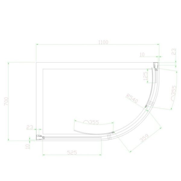 Eastbrook Volente 2 Door Offset Quadrant Shower Enclosure 6mm Glass Chrome - Image 6