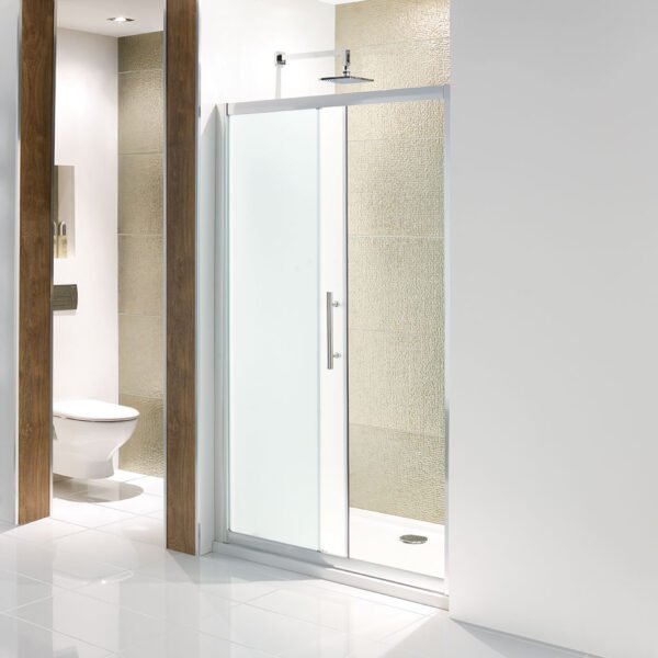 Eastbrook Volente Sliding Shower Door With Side Panel 6mm Clear Glass Chrome