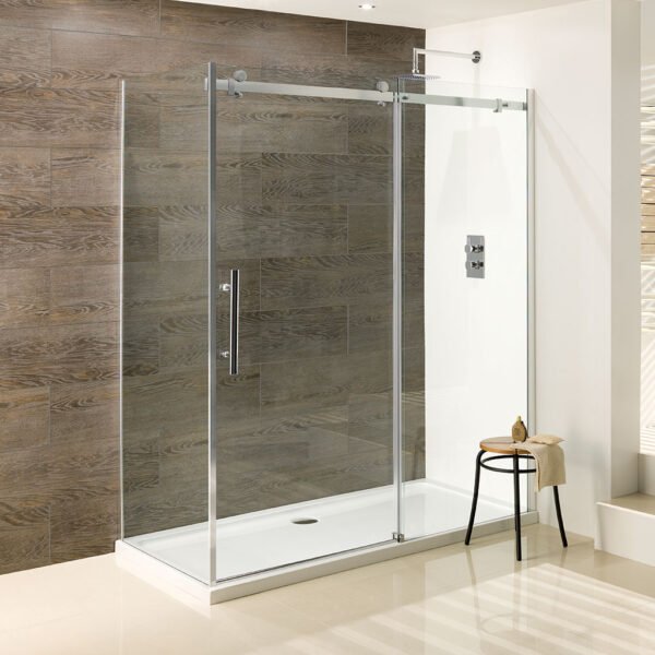 Eastbrook Vanguard Recessed Sliding Shower Door With Side Panel 10mm Glass Silver