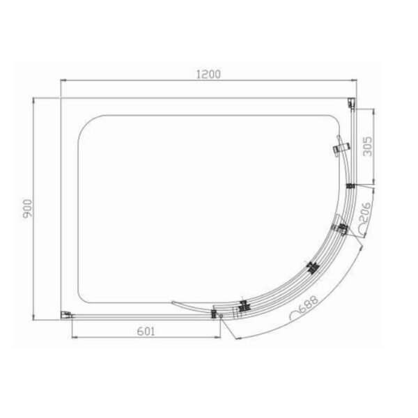 Eastbrook Vanguard Offset Quadrant Shower Enclosure Chrome - Image 4