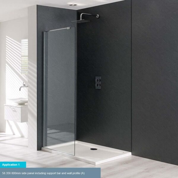 Eastbrook Valliant Type A Walk-In Side Shower Panel With Support Bar 8mm Glass Chrome