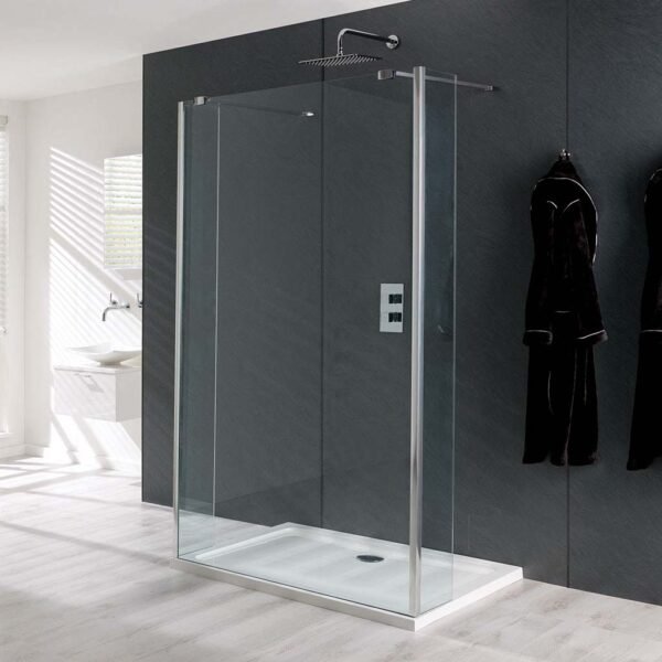 Eastbrook Valliant Type C Walk-In Shower End Panel 8mm Glass Chrome