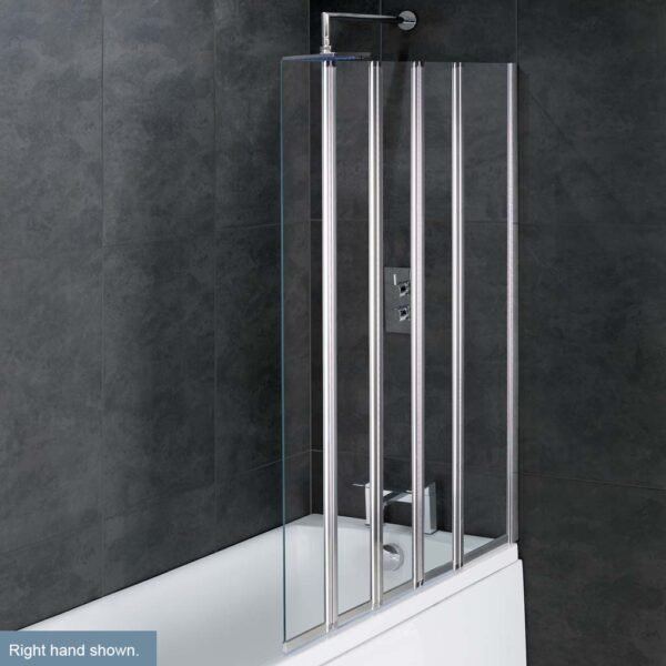 Eastbrook Volente 1 Fixed And 4 Folding Shower Bath Sreen 6mm Glass 1400mm x 1250mm Chrome
