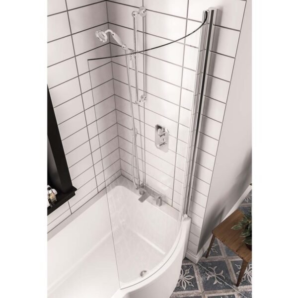 Eastbrook Arc P-Shaped Shower Bath Screen 6mm Glass 1400mm x 812mm Chrome