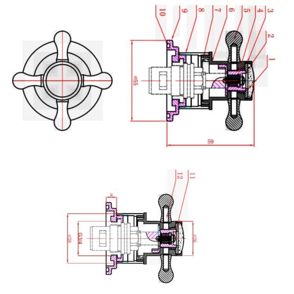 Eastbrook Traditional Side Valve Crosshead Handles For Bath Filler Taps Chrome - Image 2