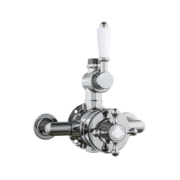 Eastbrook 1 Outlet Traditional Exposed Shower Valve With Ball Handles Chrome/White