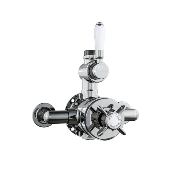 Eastbrook 1 Outlet Traditional Exposed Shower Valve With Flat Handles Chrome/White