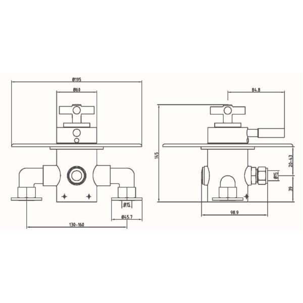 Eastbrook 1 Outlet 2 Handles Traditional Exposed Shower Valve With Ball Handles Chrome/White - Image 2