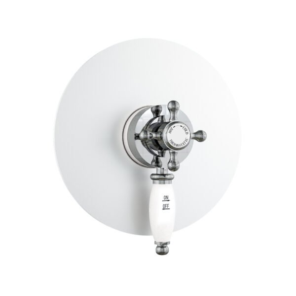 Eastbrook 1 Outlet 2 Handles Traditional Exposed Shower Valve With Flat Handles Chrome/White