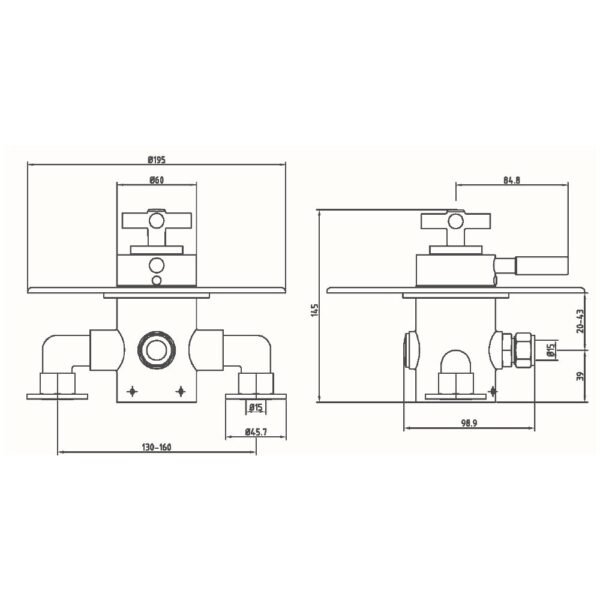 Eastbrook 1 Outlet 2 Handles Traditional Exposed Shower Valve With Flat Handles Chrome/White - Image 2
