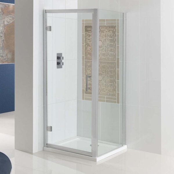 Eastbrook Vulcan Hinged Shower Door With Side Panel 5mm Glass Chrome