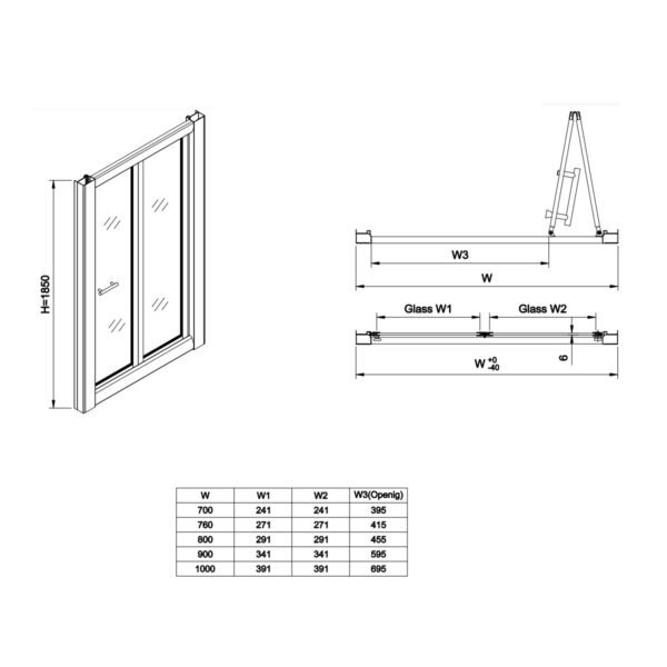 Eastbrook Vulcan Bifold Shower Door With Side Panel 5mm Glass Chrome - Image 2