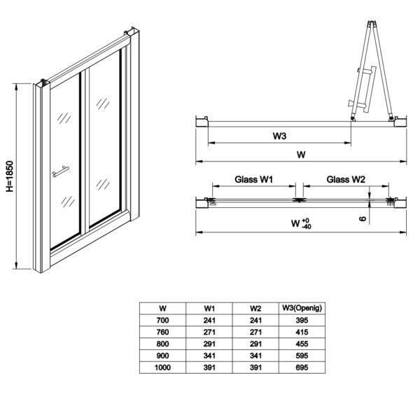 Eastbrook Vantage Recessed Bifold Shower Door 6mm Glass Chrome - Image 2