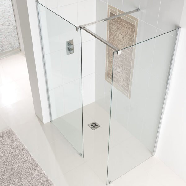 Eastbrook Corniche Walk In Shower End Wetroom Glass Panel 8mm Glass Chrome
