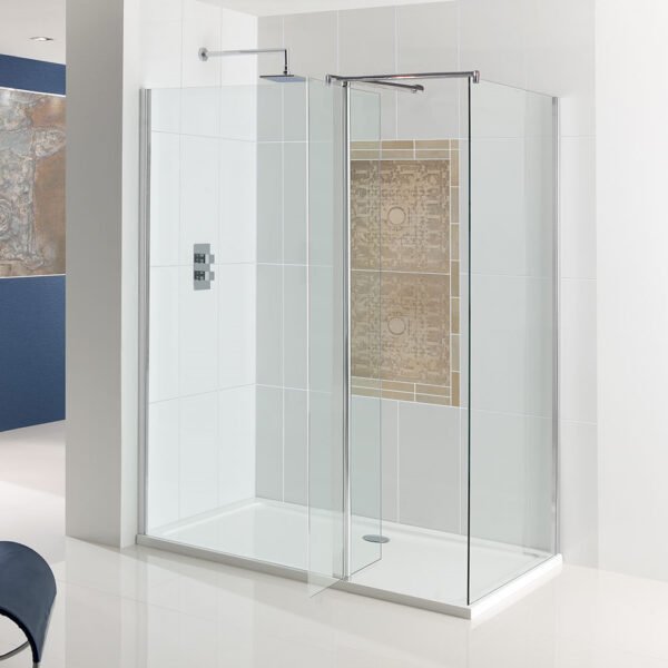 Eastbrook Vantage Walk-In Wetroom Glass Panel With Flipper 6mm Glass Chrome