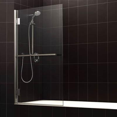 Eastbrook Corniche Thin Edged Shower Bath Screen With Towel Rail 8mm Glass 1440mm x 800mm Chrome