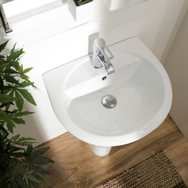 Eastbrook Loire Basin With Full Pedestal 535mm Wide White - Image 2