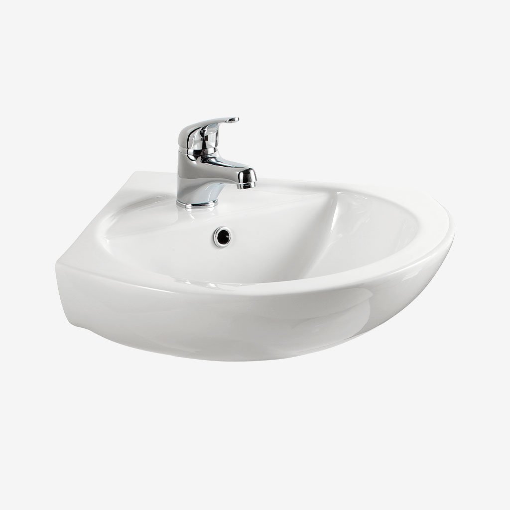 Eastbrook Loire Wall Hung Corner Basin 560mm Wide 1 TH White