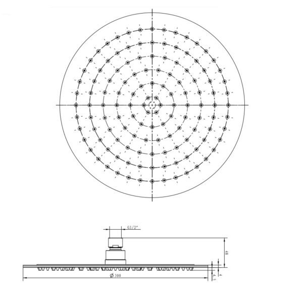 Eastbrook 12 Inch Round Shower Head 300mm x 300mm Chrome - Image 2