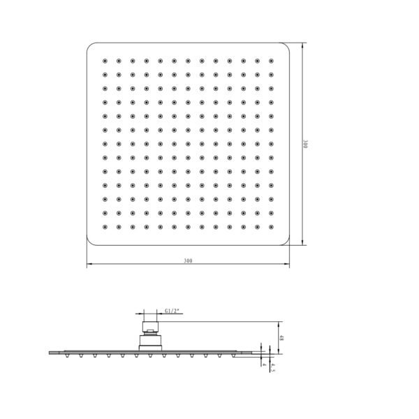 Eastbrook 12 Inch Square Shower Head 300mm x 300mm Chrome - Image 2