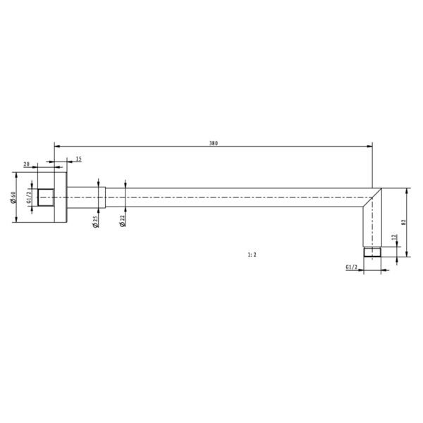 Eastbrook Round Wall Mounted Shower Arm 400mm Long Chrome - Image 2