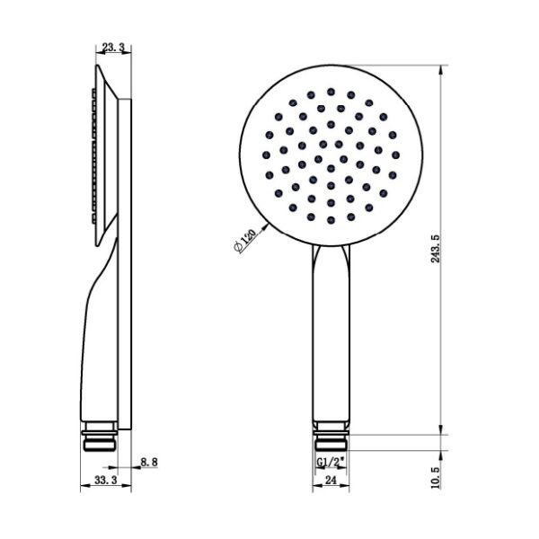 Eastbrook Type 90 Ultra Thin Full Spray Single Function Shower Handset Chrome/White - Image 2