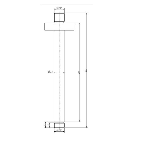 Eastbrook Ceiling Mounted Round Shower Arm 200mm Long Matt Smooth Black - Image 2