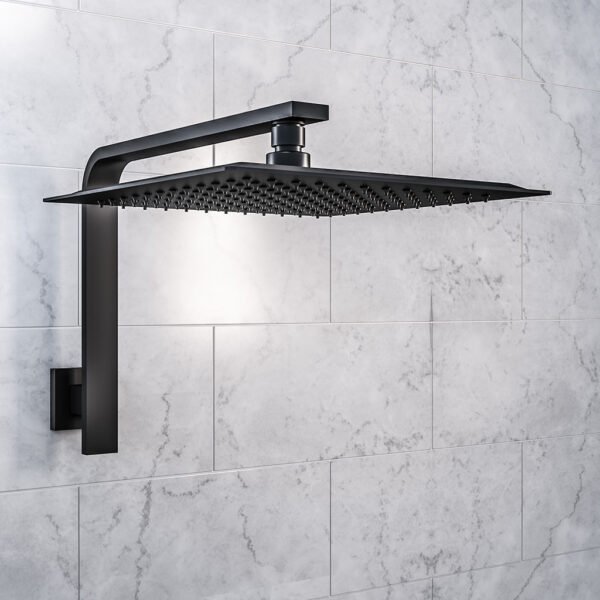 Eastbrook Wall Mounted Square L Shaped Shower Arm 360mm Long Matt Smooth Black - Image 2