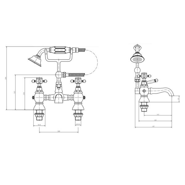 Eastbrook Portobello Bath Shower Mixer Tap With Kit Chrome - Image 2