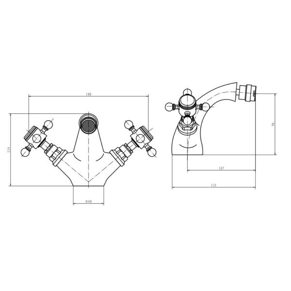 Eastbrook Portobello Mono Bidet Mixer Tap With Pop Up Waste Chrome - Image 2