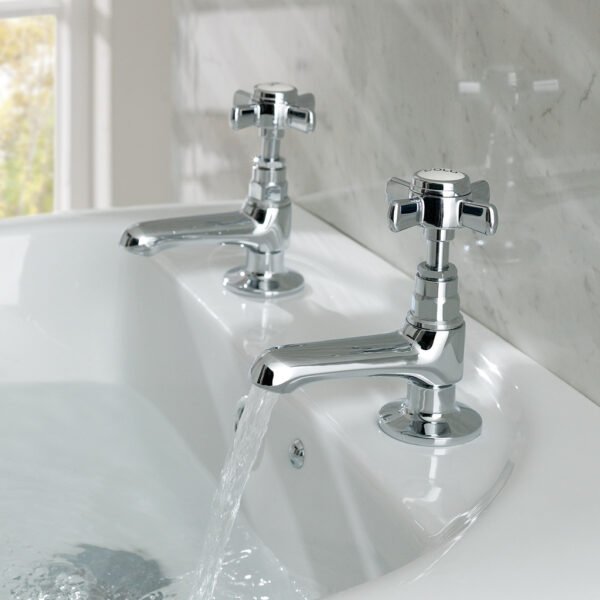 Eastbrook Haymarket Standard Basin Pillar Taps Chrome