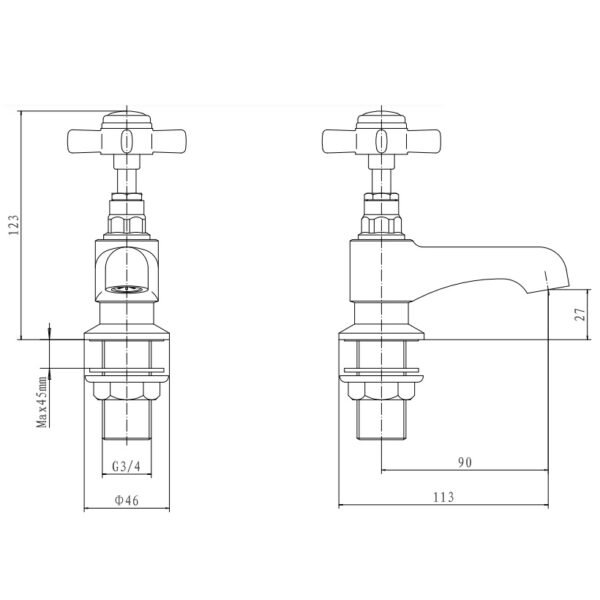 Eastbrook Haymarket Bath Pillar Taps Chrome - Image 2