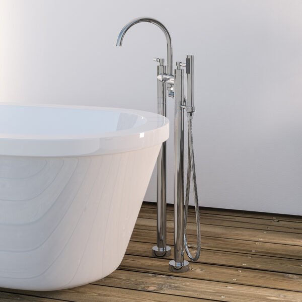Eastbrook Leith Freestanding Bath Shower Mixer Tap With Kit Chrome - Image 3