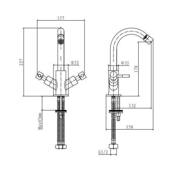 Eastbrook Leith Mono Bidet Mixer Tap With Push Button Waste Chrome - Image 2