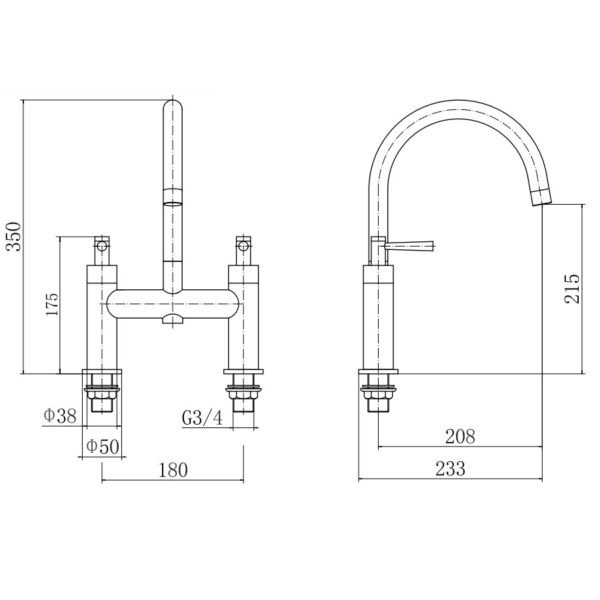 Eastbrook Prado Bath Filler Tap Chrome - Image 2