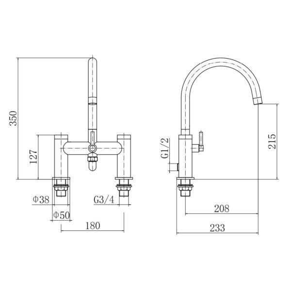 Eastbrook Prado Bath Shower Mixer Tap With Kit Chrome - Image 2