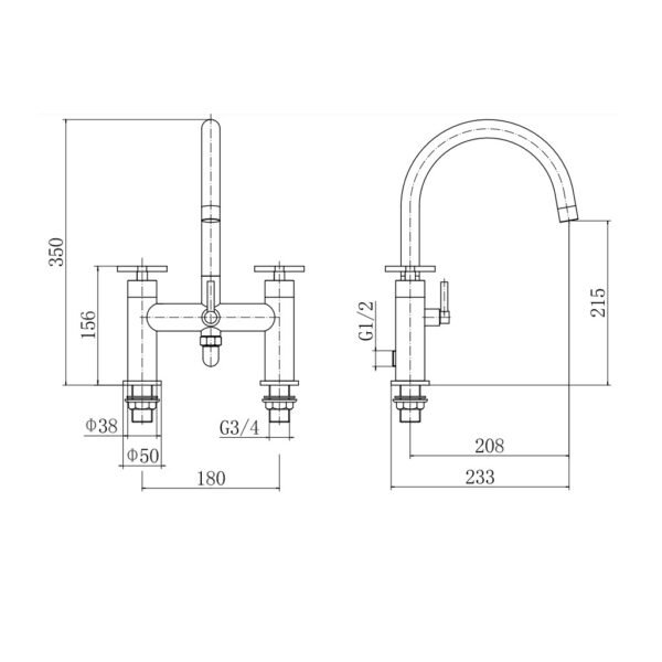 Eastbrook Prado Star Bath Shower Mixer Tap With Kit Chrome - Image 2