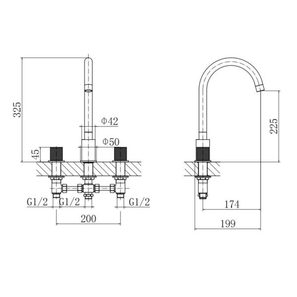 Eastbrook Prado Cylinder 3 Hole Deck Mounted Bath Filler Tap Chrome - Image 2