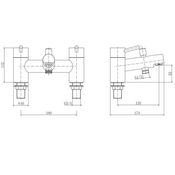 Eastbrook Prado 500 Bath Shower Mixer Tap With Kit Chrome - Image 2