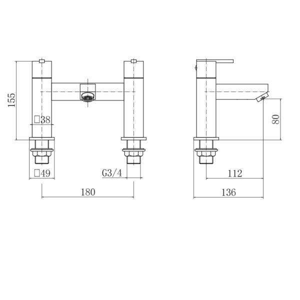 Eastbrook Prado 600 Bath Filler Tap - Image 2