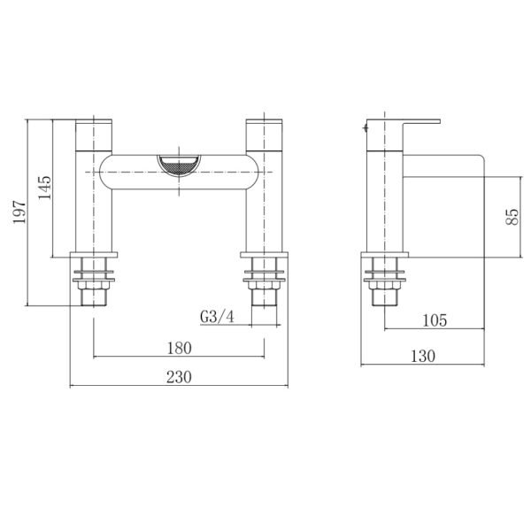 Eastbrook Ledwell Deck Mounted Bath Filler Tap - Image 2