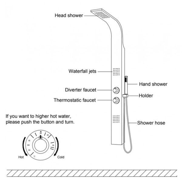 Eastbrook Conway Shower Panel With Thermostatic Valve, Body Jets, Round Shower Handset & Hose Chrome - Image 2