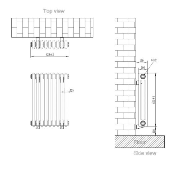Eastbrook Rivassa 3 Column Designer Radiator Matt Anthracite - Image 4