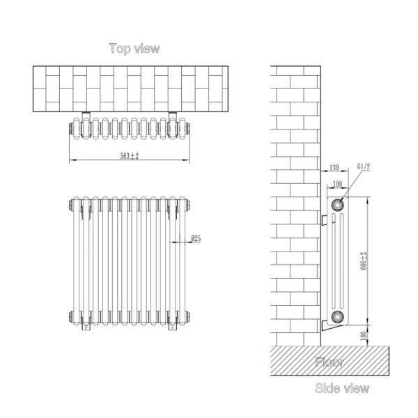 Eastbrook Rivassa 3 Column Designer Radiator Matt Anthracite - Image 13