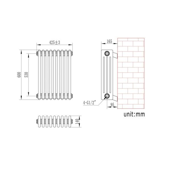 Eastbrook Rivassa 4 Column Designer Radiator White - Image 14