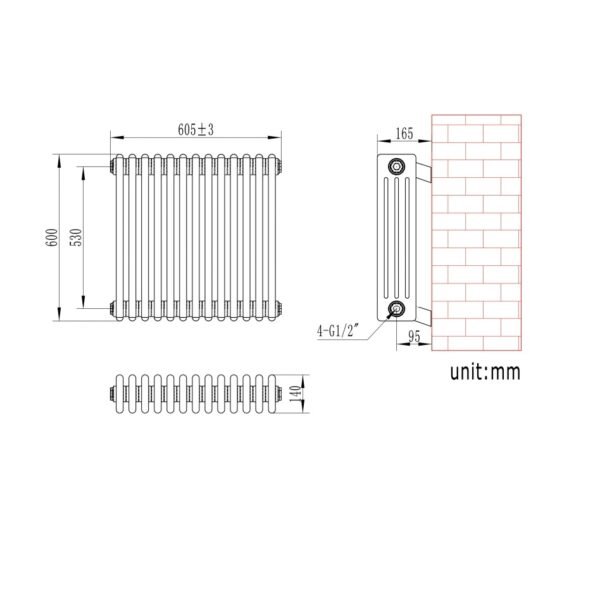 Eastbrook Rivassa 4 Column Designer Radiator White - Image 15